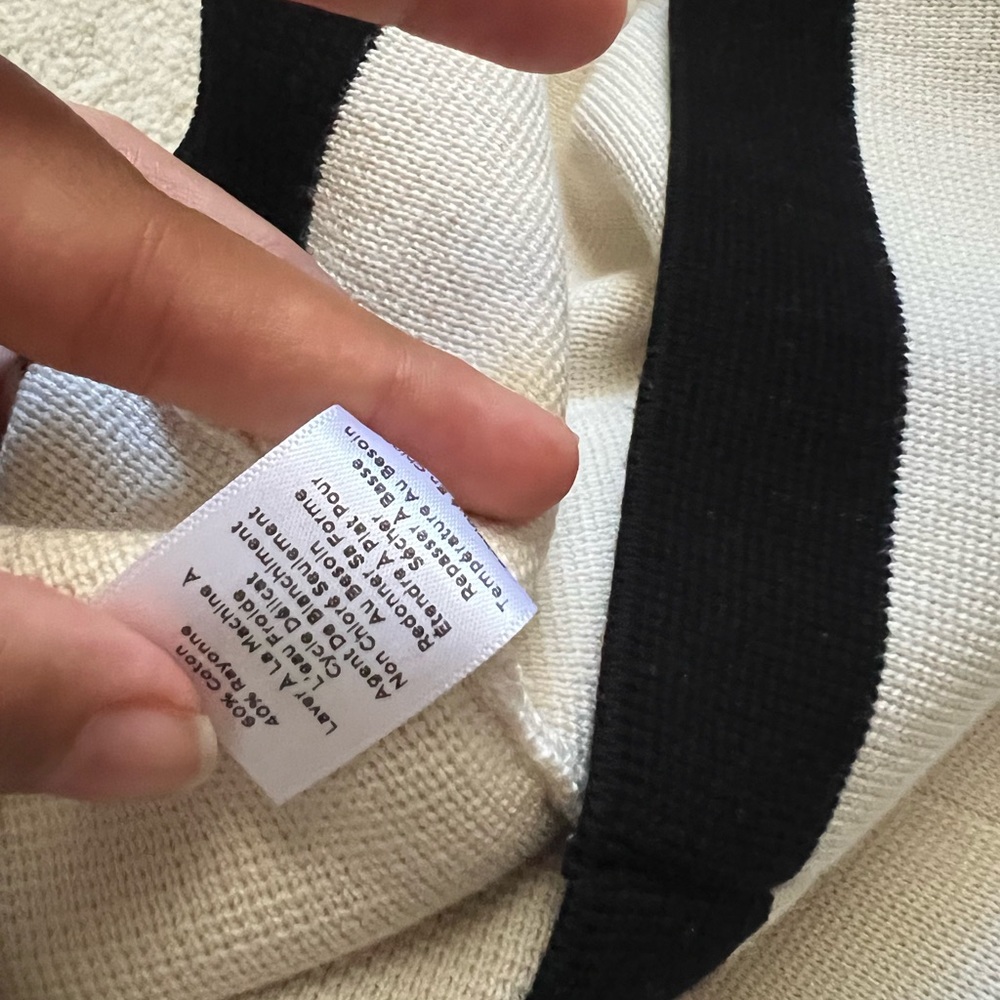 Talbots French black and white line cardigan usa Medium petite - Picture 7 of 12